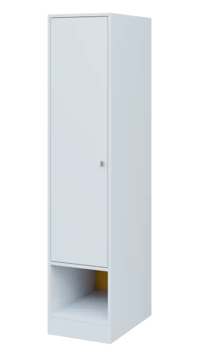 QN 5 - 4STN skříň šatní, 1-dveřová, levá, výsuvné ramínko, 1830x400x600, bílá/žlutá odio